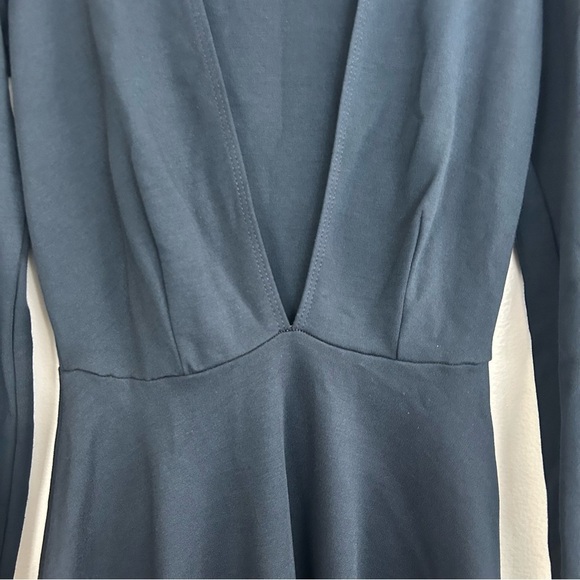 American Apparel Dark Blue Deep V-neck Long Sleeve Mini Dress Size XS - Picture 8 of 12